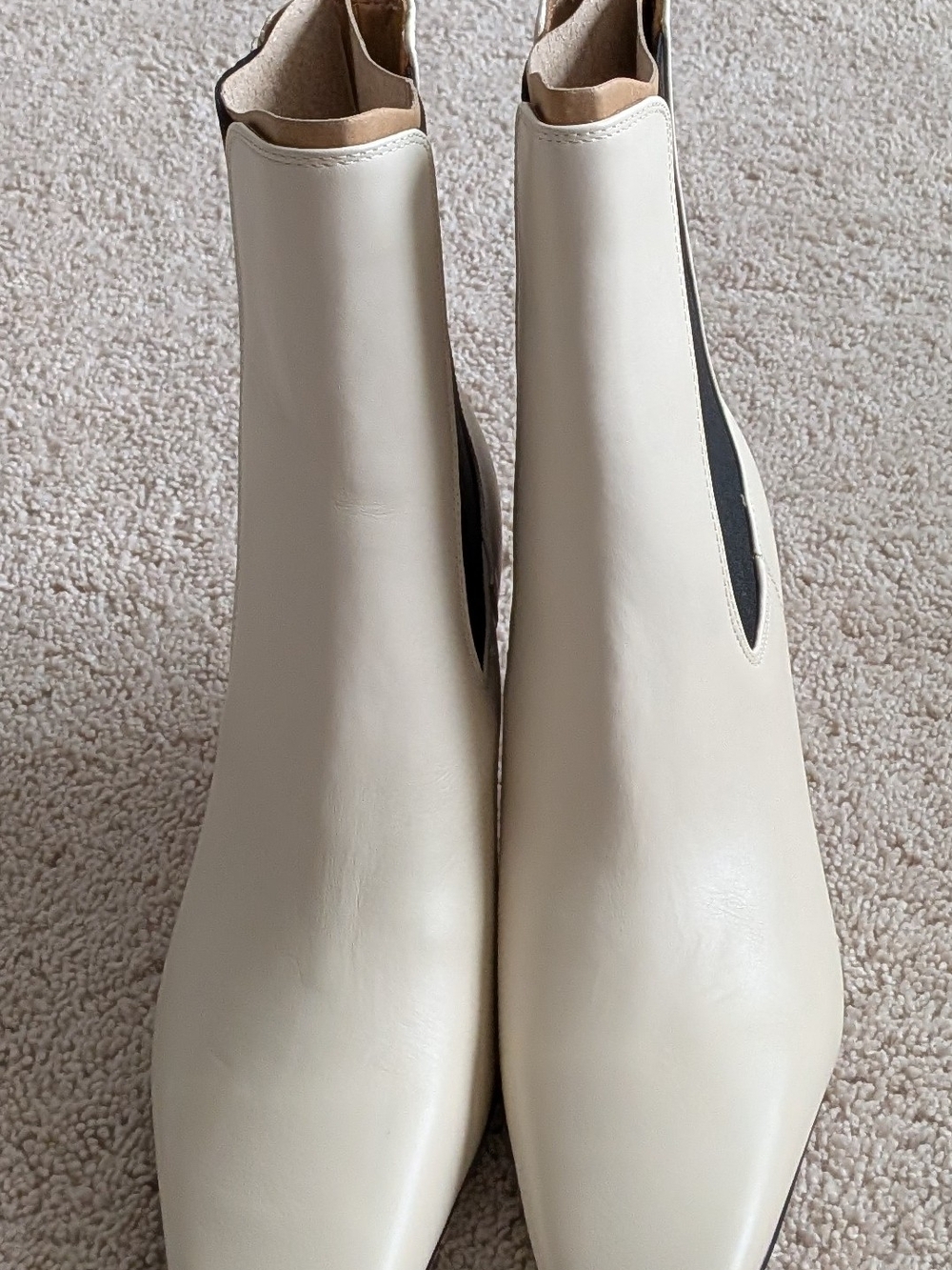 Sam Edelman Lani Modern Ivory Leather and Elastic Boots 11M New with Box